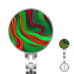 Background Green Red Stainless Steel Nurses Watch