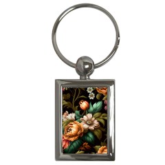 Floral Flower Blossom Bloom Flora Key Chain (rectangle) by Ravend