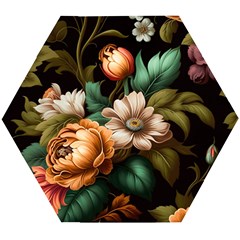 Floral Flower Blossom Bloom Flora Wooden Puzzle Hexagon by Ravend