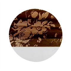 Floral Flower Blossom Bloom Flora Marble Wood Coaster (round) by Ravend