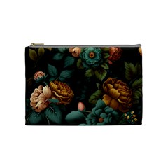 Floral Flower Blossom Turquoise Cosmetic Bag (medium)