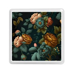 Floral Flower Blossom Turquoise Memory Card Reader (square)