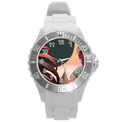 Ai Generated Leaves Foliage Plants Round Plastic Sport Watch (L)