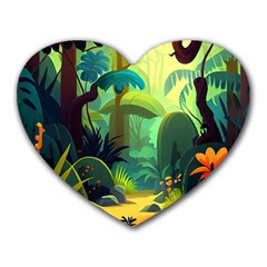 Jungle Rainforest Tropical Forest Heart Mousepad