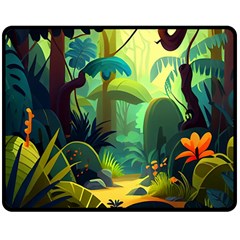 Jungle Rainforest Tropical Forest Fleece Blanket (medium)