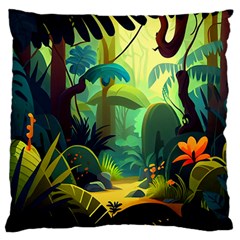 Jungle Rainforest Tropical Forest Standard Premium Plush Fleece Cushion Case (one Side) by Ravend