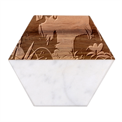 Jungle Rainforest Tropical Forest Marble Wood Coaster (hexagon) 