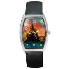 Tree Nature Landscape Fantasy Barrel Style Metal Watch