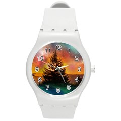 Tree Nature Landscape Fantasy Round Plastic Sport Watch (m)