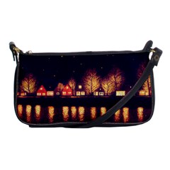 Night Houses River Bokeh Leaves Shoulder Clutch Bag