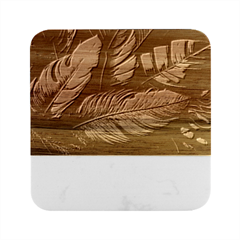 Ai Generated Leaves Foliage Plants Marble Wood Coaster (square) by Ravend