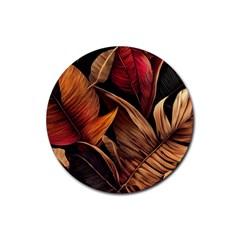 Ai Generated Leaves Tropical Palm Rubber Round Coaster (4 Pack)