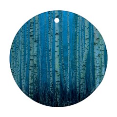 Forest Birch Nature Autumn Masuria Round Ornament (two Sides) by Ravend