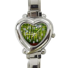 Green Forest Jungle Trees Nature Sunny Heart Italian Charm Watch