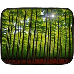 Green Forest Jungle Trees Nature Sunny One Side Fleece Blanket (mini) by Ravend