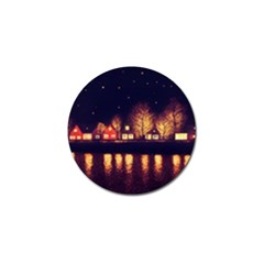 Night Houses River Bokeh Leaves Landscape Nature Golf Ball Marker (10 Pack)