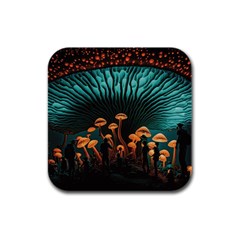 Mushroom Giant Explore 3d Rubber Square Coaster (4 Pack) by Ravend