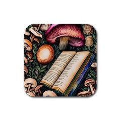 Conjure Mushroom Charm Spell Mojo Rubber Square Coaster (4 pack)