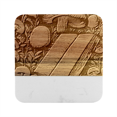 Conjure Mushroom Charm Spell Mojo Marble Wood Coaster (Square)