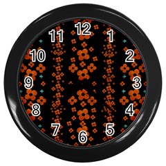 Oil Painted Bloom Brighten Up In The Night Wall Clock (Black)