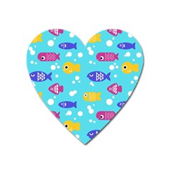 Fish Graphic Seamless Pattern Seamless Pattern Heart Magnet