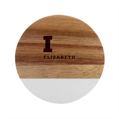 I Love Elizabeth  Marble Wood Coaster (round)