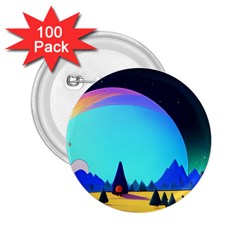 Ai Generated Trees Stars Planets Dreamlike Sun 2 25  Buttons (100 Pack)  by Ravend