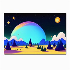 Ai Generated Trees Stars Planets Dreamlike Sun Postcard 4 x 6  (pkg Of 10)