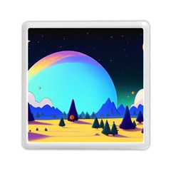 Ai Generated Trees Stars Planets Dreamlike Sun Memory Card Reader (square)