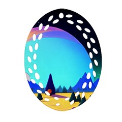 Ai Generated Trees Stars Planets Dreamlike Sun Ornament (oval Filigree)