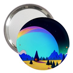 Ai Generated Trees Stars Planets Dreamlike Sun 3  Handbag Mirrors by Ravend