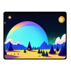 Ai Generated Trees Stars Planets Dreamlike Sun Fleece Blanket (small)