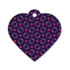 Geometric Pattern Retro Style Background Dog Tag Heart (two Sides)