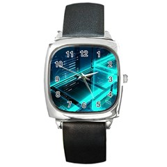 Background Patterns Geometric Glass Mirrors Square Metal Watch