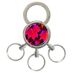 Leaves Purple Autumn Evening Sun Abstract 3-ring Key Chain by Ravend