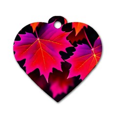 Leaves Purple Autumn Evening Sun Abstract Dog Tag Heart (two Sides)