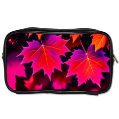 Leaves Purple Autumn Evening Sun Abstract Toiletries Bag (one Side) by Ravend