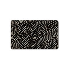 Black Coconut Color Wavy Lines Waves Abstract Magnet (name Card) by Ravend