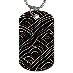 Black Coconut Color Wavy Lines Waves Abstract Dog Tag (one Side) by Ravend