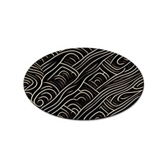 Black Coconut Color Wavy Lines Waves Abstract Sticker Oval (100 Pack)