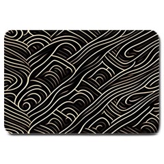 Black Coconut Color Wavy Lines Waves Abstract Large Doormat