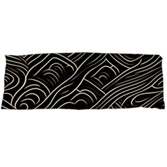 Black Coconut Color Wavy Lines Waves Abstract Body Pillow Case (dakimakura) by Ravend