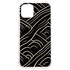 Black Coconut Color Wavy Lines Waves Abstract Iphone 12/12 Pro Tpu Uv Print Case