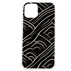 Black Coconut Color Wavy Lines Waves Abstract Iphone 12 Pro Max Tpu Uv Print Case