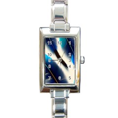 Feathers Pattern Design Blue Jay Texture Colors Rectangle Italian Charm Watch by Ravend