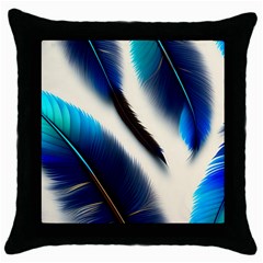 Feathers Pattern Design Blue Jay Texture Colors Throw Pillow Case (black)