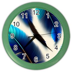 Feathers Pattern Design Blue Jay Texture Colors Color Wall Clock