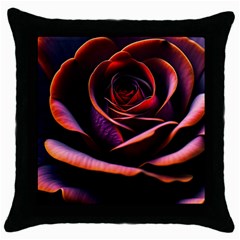 Purple Flower Rose Flower Black Background Throw Pillow Case (black)