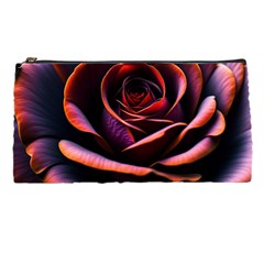 Purple Flower Rose Flower Black Background Pencil Case by Ravend