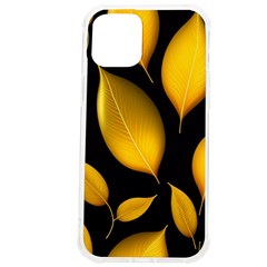 Leaves Foliage Pattern Metallic Gold Background Iphone 12 Pro Max Tpu Uv Print Case